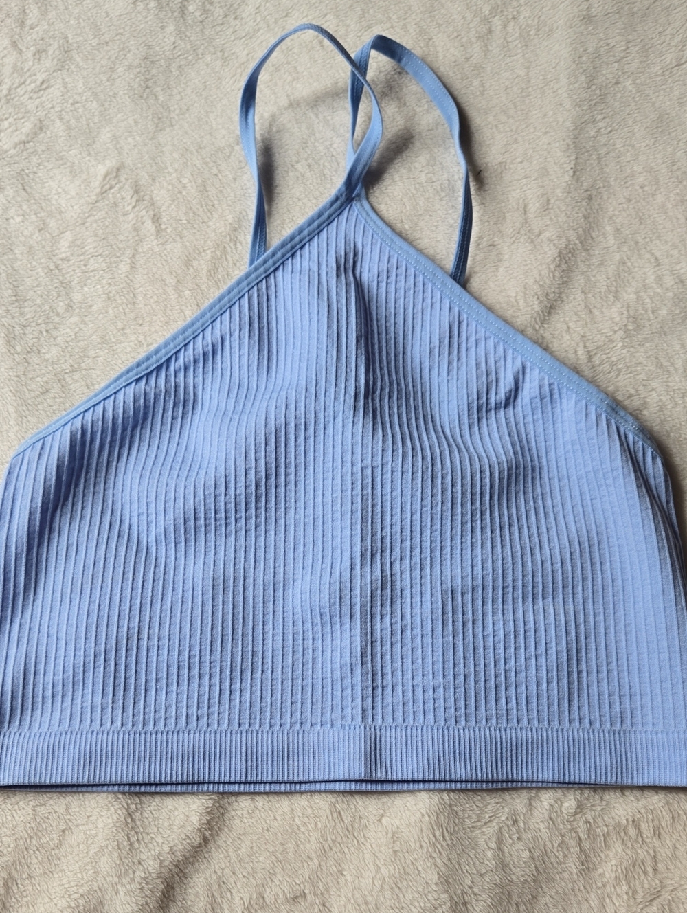 Light Blue Ribbed Halter Crop Top Size M/L